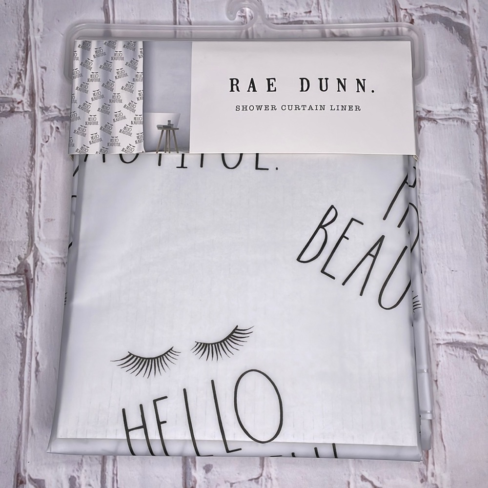 Rae Dunn HELLO BEAUTIFUL Shower Curtain Liner